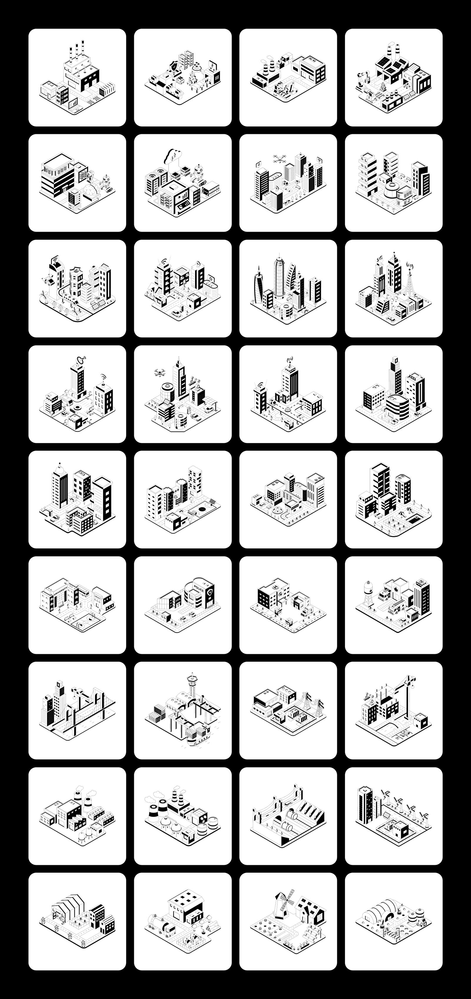 Modern Ecosystem Illustrations Set