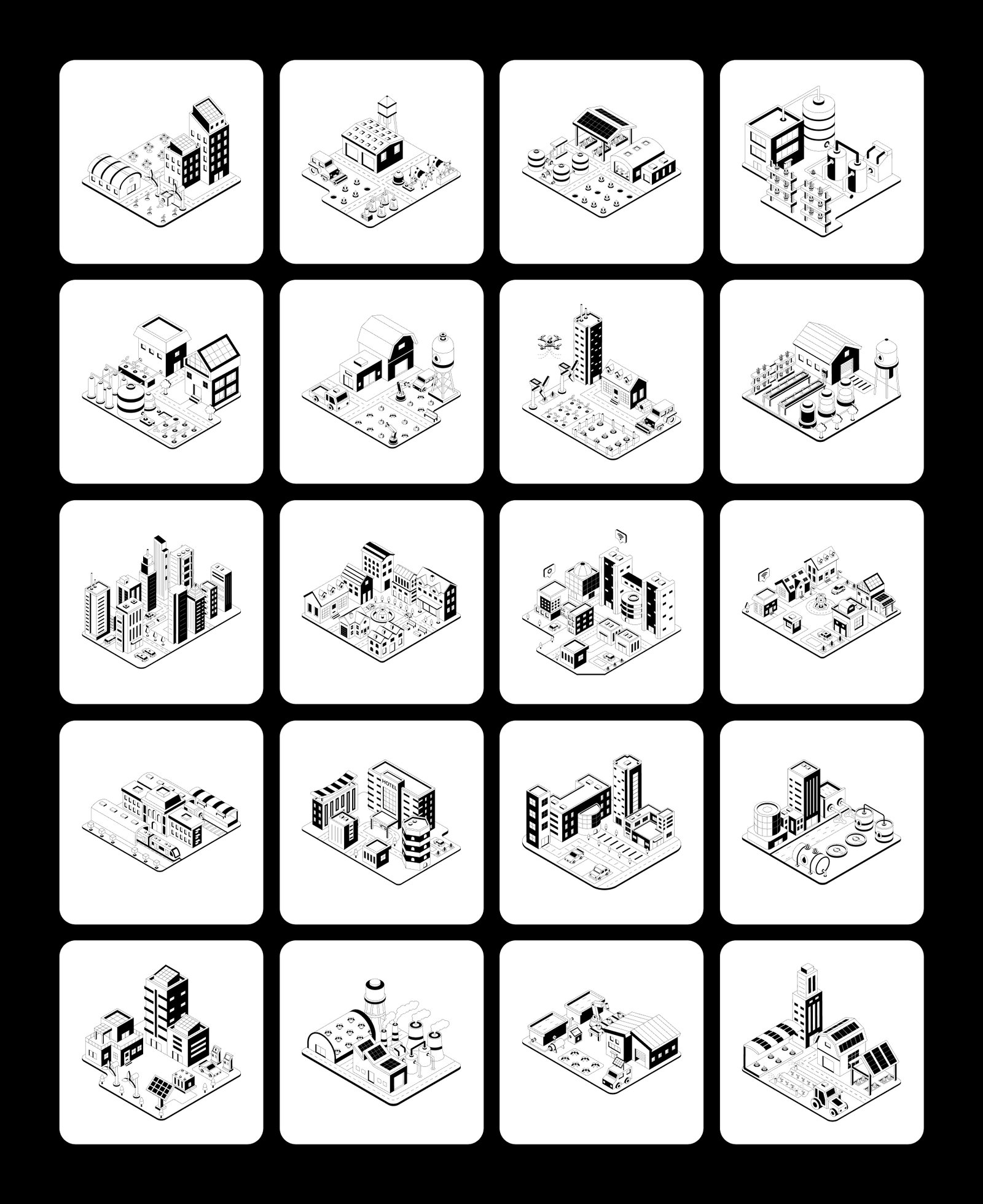 Modern Ecosystem Illustrations Set