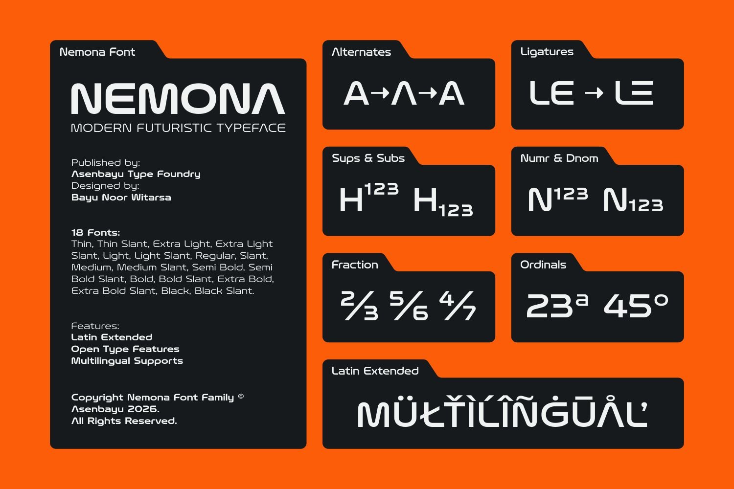 Nemona - Modern Futuristic Font Family