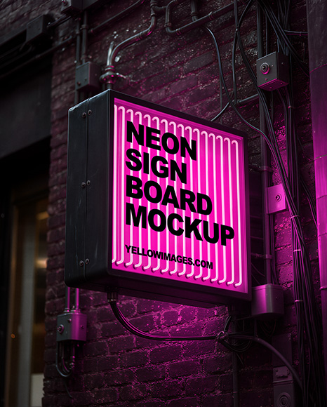 Neon Sign Board Mockup