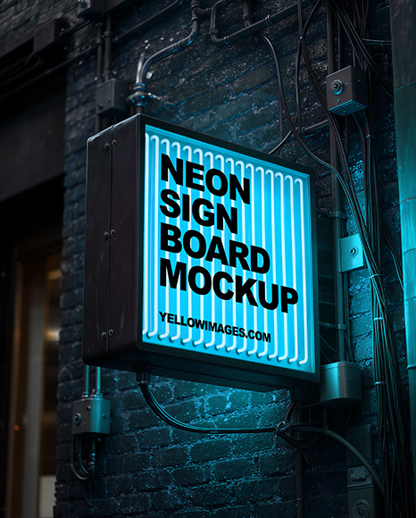 Neon Sign Board Mockup