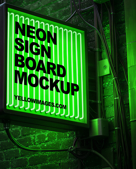 Neon Sign Board Mockup