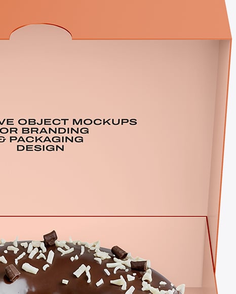 Opened Box With Chocolate Donut Mockup