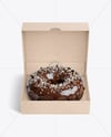 Opened Kraft Box with Chocolate Donut Mockup