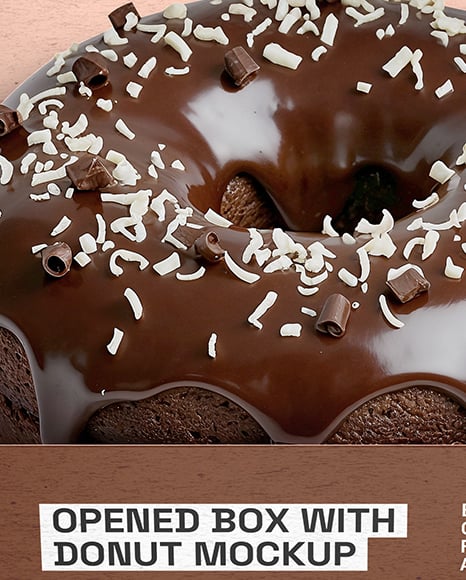 Opened Kraft Box with Chocolate Donut Mockup