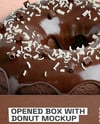 Opened Kraft Box with Chocolate Donut Mockup