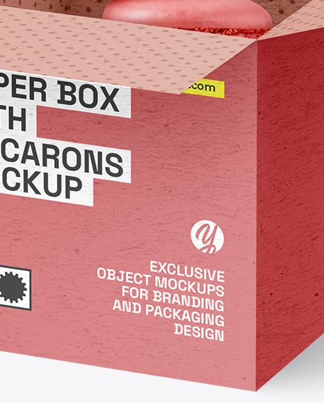 Opened Kraft Box with Macarons Mockup