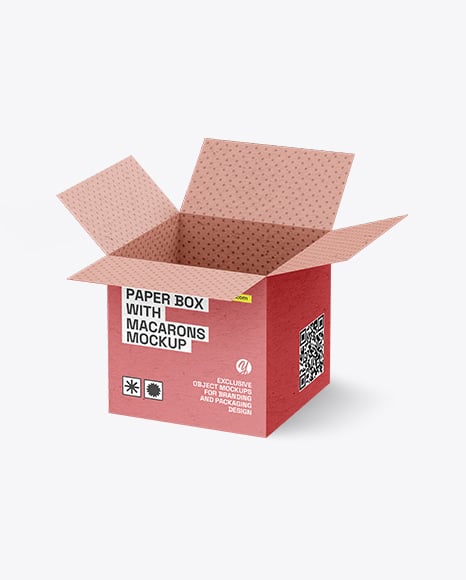 Opened Kraft Box with Macarons Mockup