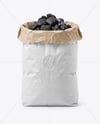 Opened Paper Bag with Grill Charcoal Briquettes Mockup