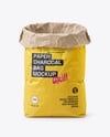 Opened Paper Bag with Grill Charcoal Briquettes Mockup