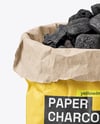 Opened Paper Bag with Grill Charcoal Briquettes Mockup