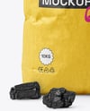 Opened Paper Bag with Grill Charcoal Briquettes Mockup