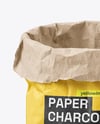 Opened Paper Bag with Grill Charcoal Briquettes Mockup