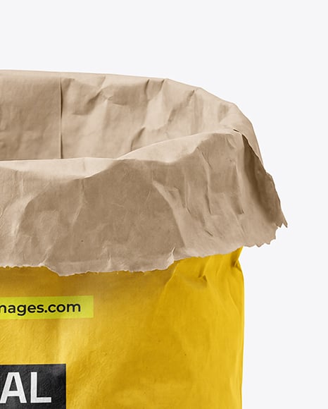 Opened Paper Bag with Grill Charcoal Briquettes Mockup