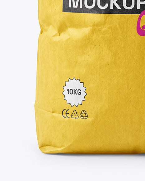 Opened Paper Bag with Grill Charcoal Briquettes Mockup