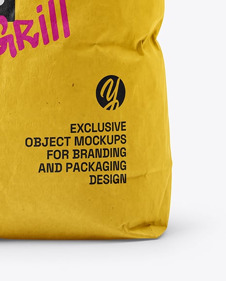 Opened Paper Bag with Grill Charcoal Briquettes Mockup