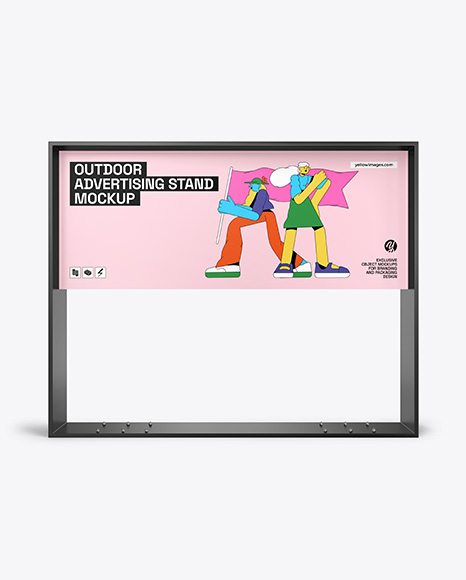 Metallic Outdoor Advertising Stand - PSD Mockups