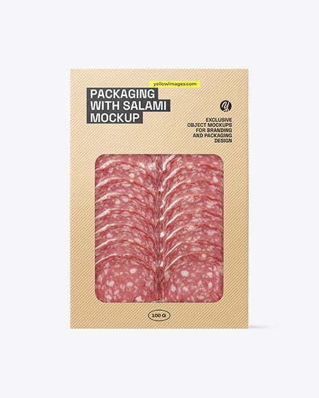 Packaging with Sliced Salami ​Mockup - PSD Mockups