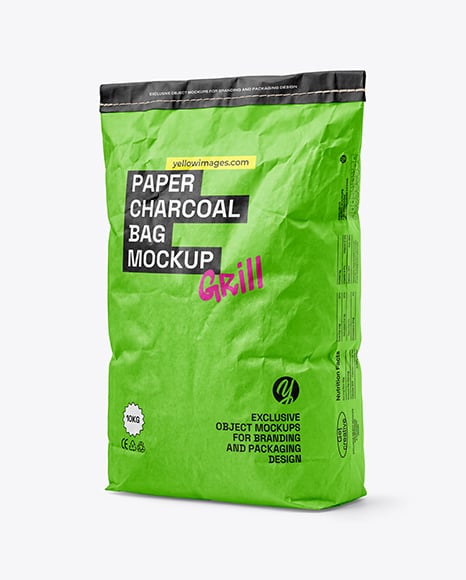 Paper Bag for Grill Charcoal Briquettes Mockup - PSD Mockups