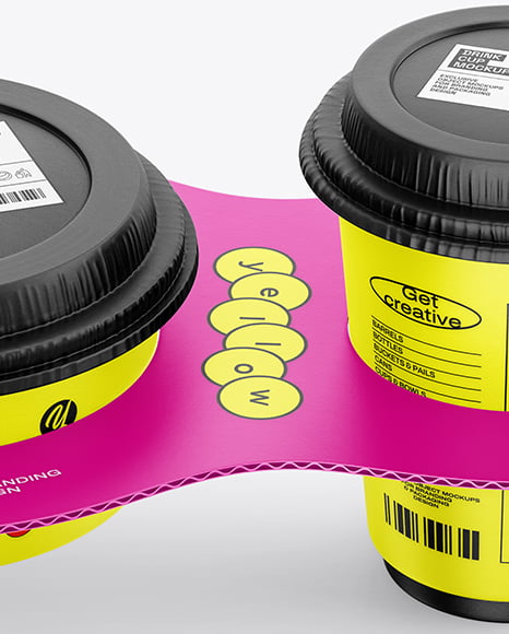 Paper Bowl and Cup Carrier Mockup