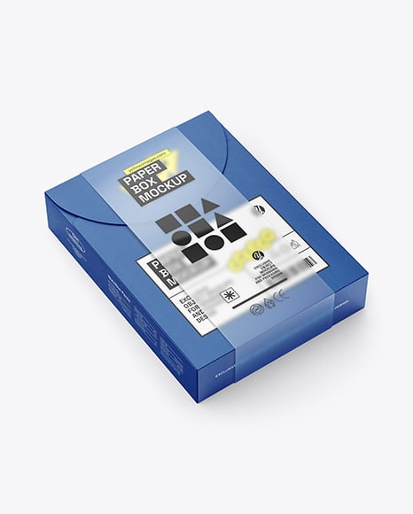 Paper Box in Translucent Plastic Sleeve Mockup - PSD Mockups