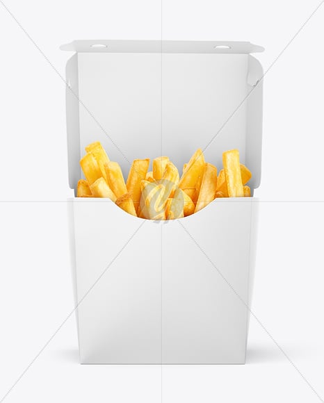Paper Box with French Fries Mockup