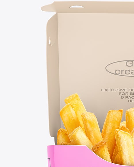 Paper Box with French Fries Mockup