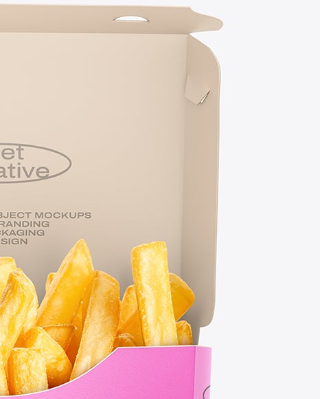Paper Box with French Fries Mockup
