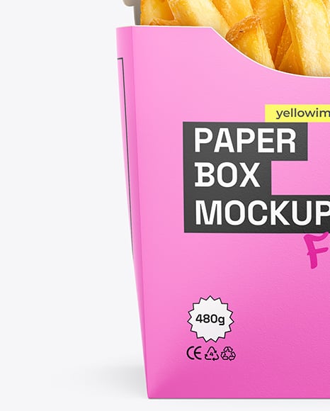 Paper Box with French Fries Mockup
