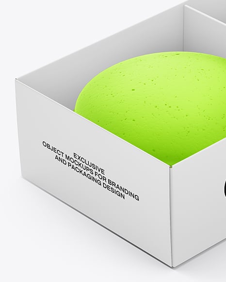 Paper Box with Macarons Mockup