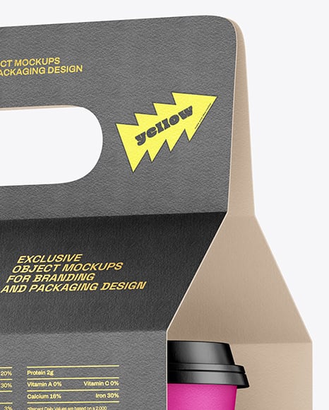 Paper Coffee Cups Carrier Mockup
