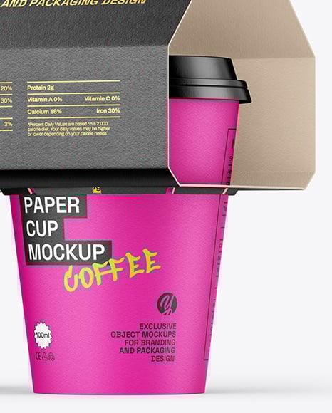 Paper Coffee Cups Carrier Mockup