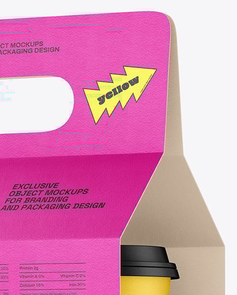Paper Coffee Cups Carrier Mockup