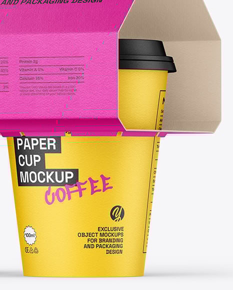 Paper Coffee Cups Carrier Mockup