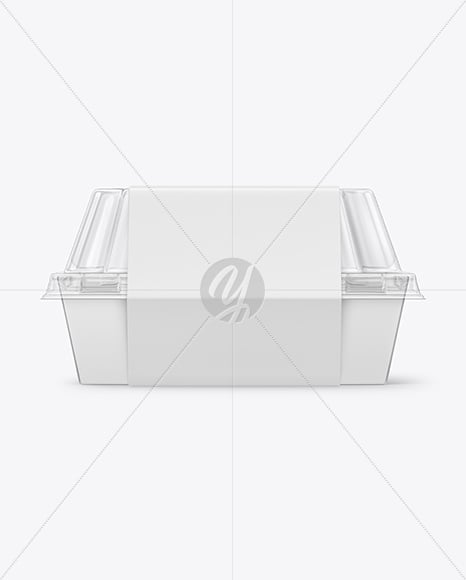 Paper Food Box with Clear Plastic Lid in Sleeve Mockup