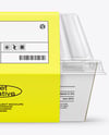 Paper Food Box with Clear Plastic Lid in Sleeve Mockup