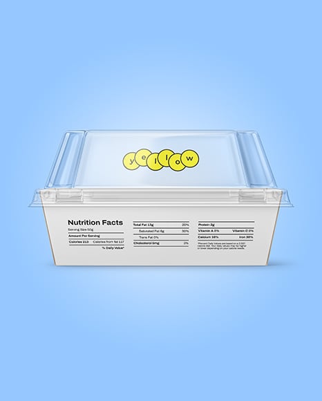 Paper Food Box with Clear Plastic Lid in Sleeve Mockup