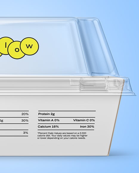 Paper Food Box with Clear Plastic Lid in Sleeve Mockup