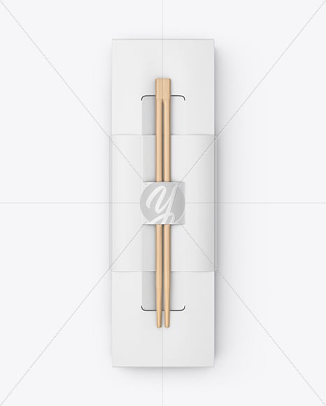 Paper Sushi Box with Wooden Chopsticks Mockup