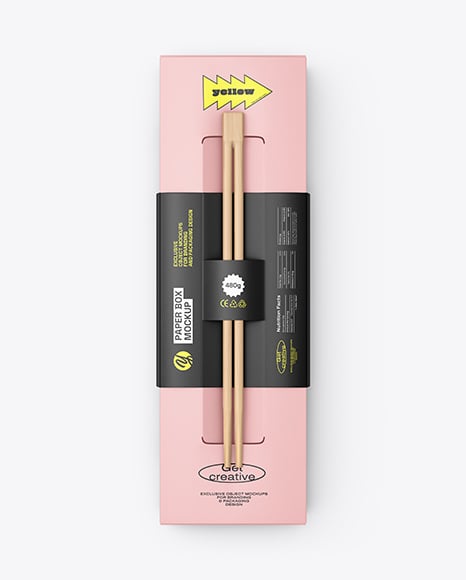 Paper Sushi Box with Wooden Chopsticks Mockup
