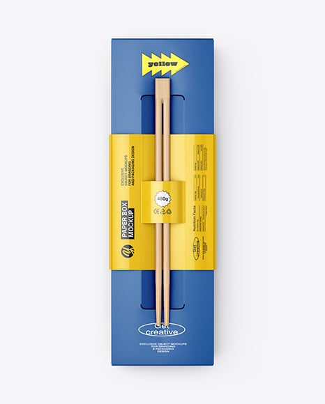 Paper Sushi Box with Wooden Chopsticks Mockup