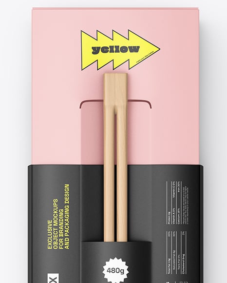 Paper Sushi Box with Wooden Chopsticks Mockup