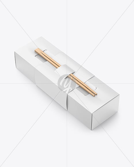 Paper Sushi Box with Wooden Chopsticks Mockup