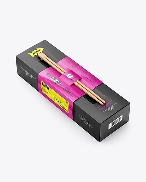 Paper Sushi Box with Wooden Chopsticks Mockup