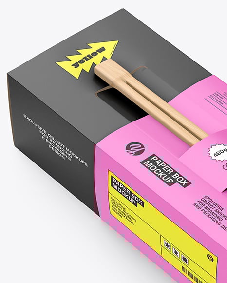Paper Sushi Box with Wooden Chopsticks Mockup