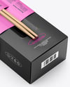Paper Sushi Box with Wooden Chopsticks Mockup