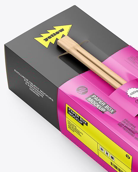 Paper Sushi Box with Wooden Chopsticks Mockup