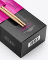 Paper Sushi Box with Wooden Chopsticks Mockup
