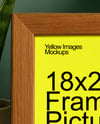 Wooden Framed Poster on Shelf with Plants Mockup