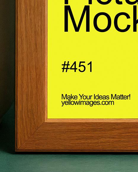 Wooden Framed Poster on Shelf with Plants Mockup